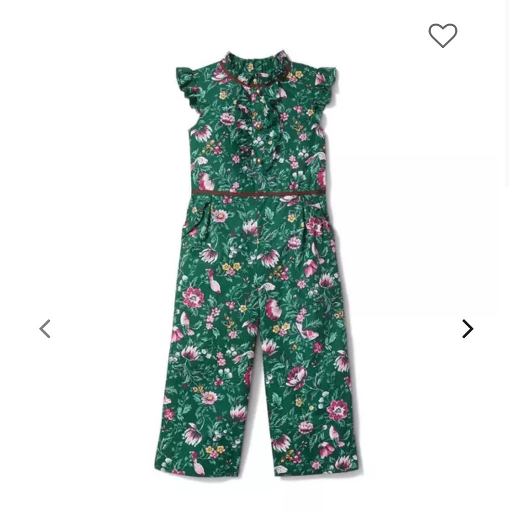 Janie and Jack Floral ruffle Green Jumpsuit 18-24 months